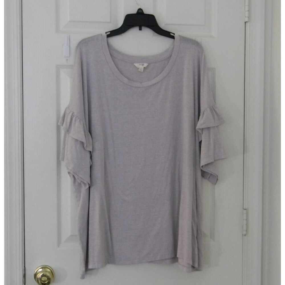 Terra & Sky Lavender Ruffle Tee 4X EUC